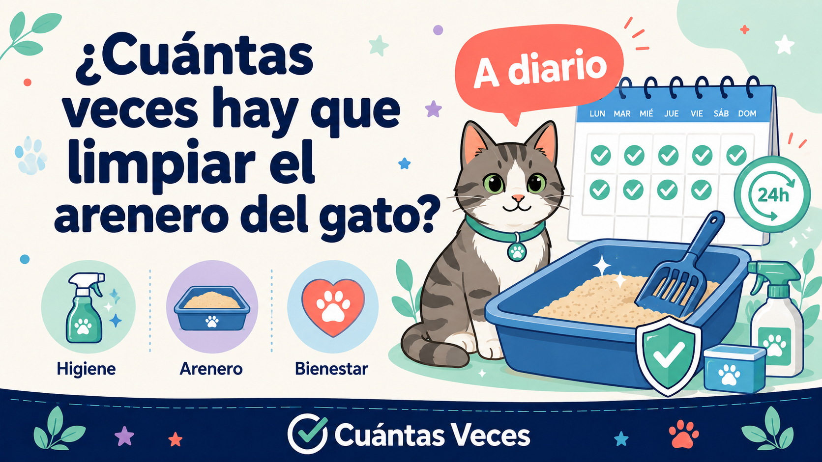 ¿Cuántas veces hay que limpiar el arenero del gato?