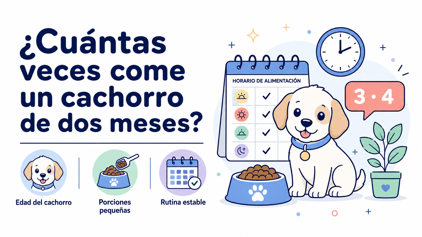 ¿Cuántas veces come un cachorro de 2 meses al día?